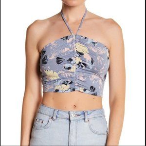 ABOUND Halter Tie Floral Crop Top, XL